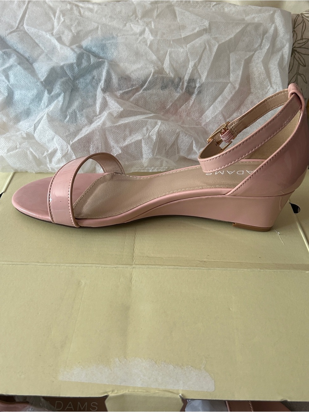 Adams Blush Pink Low Wedge Ankle-Strap Sandal Size 9 NWT